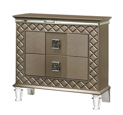 Coral Contemporary Style Nightstand in Bronze finish Wood