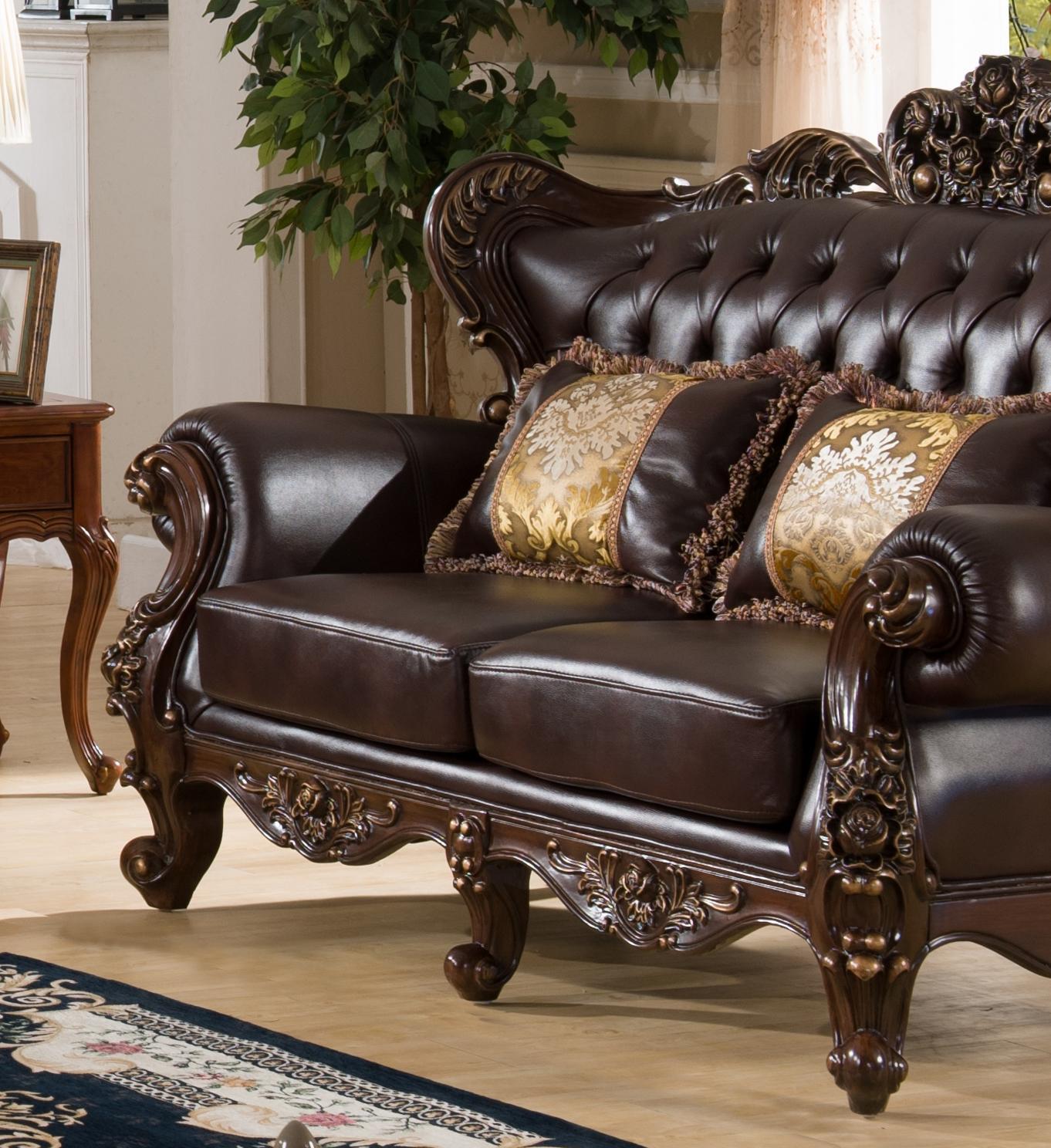 Vanessa Traditional Style Loveseat in Walnut finish Wood