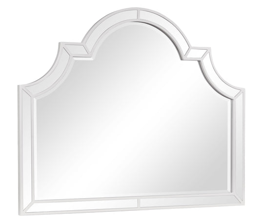 Grand Gloria Contemporary Style Mirror in White finish Wood