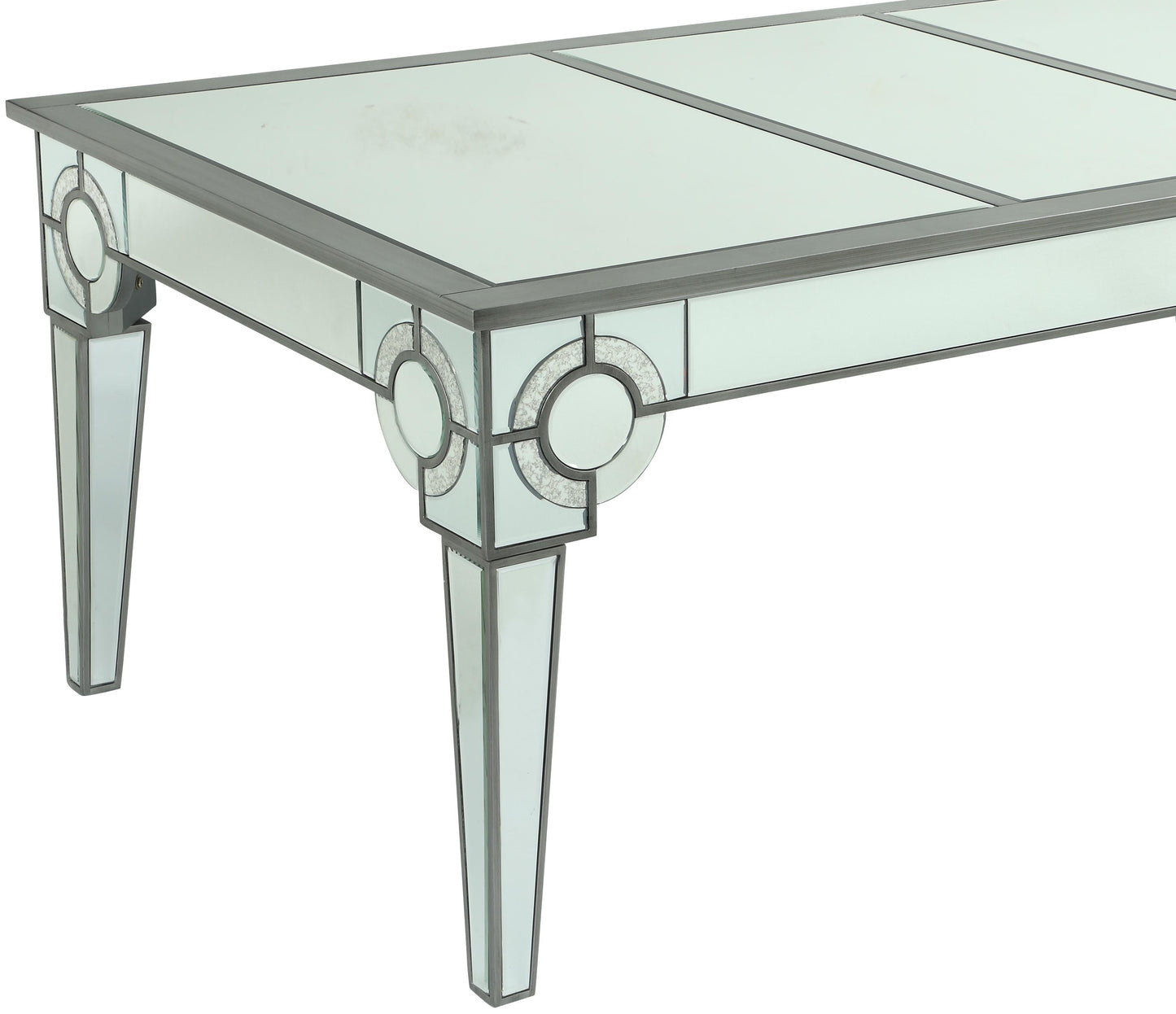 Zoe Modern Style Glass DiningTable with Silver fiinish