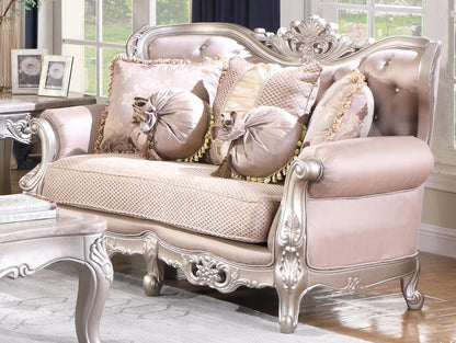 Daisy Traditional Style Loveseat in Pearl finish Wood