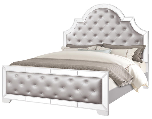 Grand Gloria Contemporary Style King Bed in White finish Wood