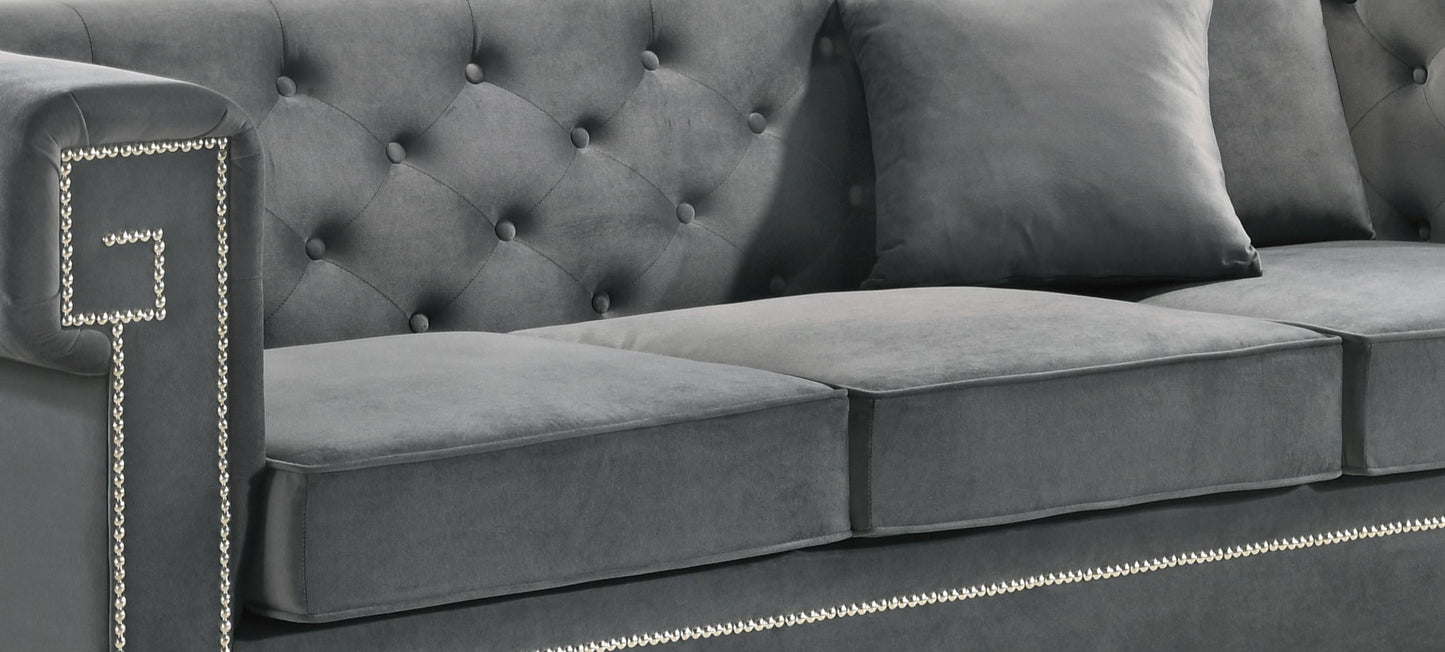 Clover Modern Style Gray Sofa with Steel Legs