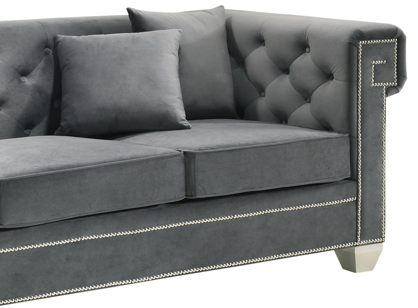 Clover Modern Style Gray Loveseat with Steel Legs