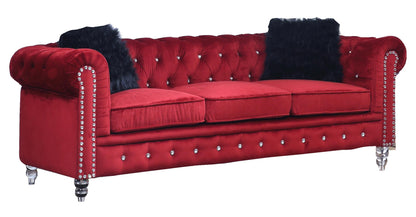 Sahara Modern Style Red Sofa with Acrylic legs