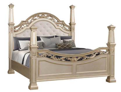 Valentina Traditional Style King Bed in Gold finish Wood