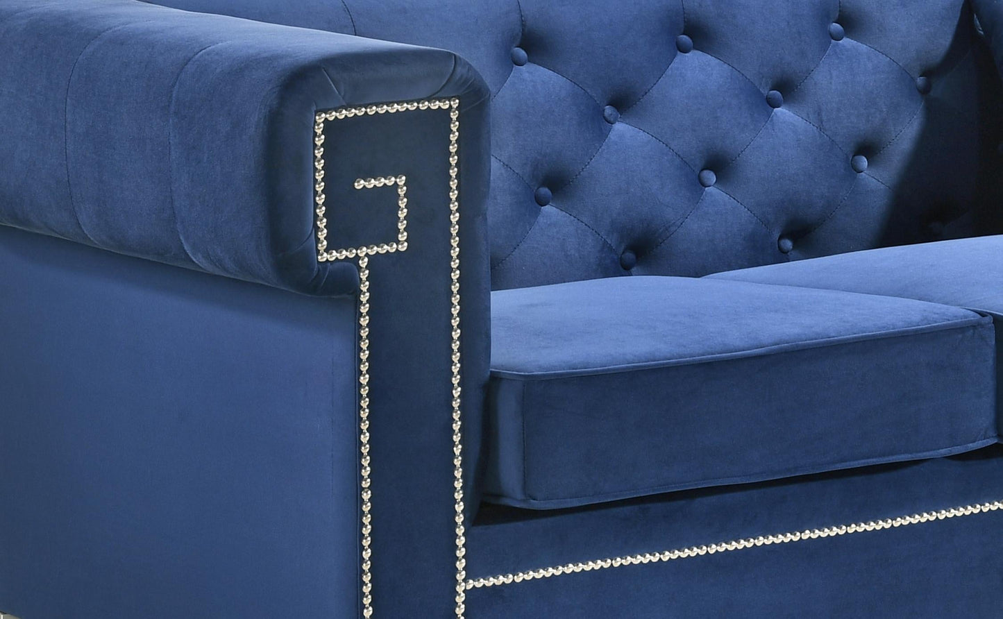 Clover Modern Style Blue Sofa with Steel Legs