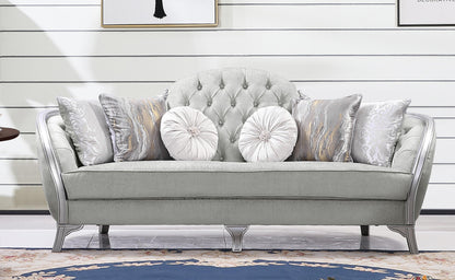 Natalia Transitional Style Sofa in Silver finish Wood