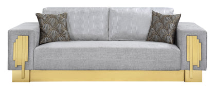 Megan Modern Style Gray Sofa with Gold Finish