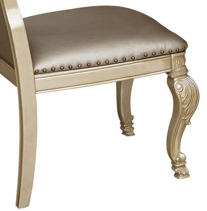 Miranda Transitional Style Dining Side Chair in Gold finish Wood