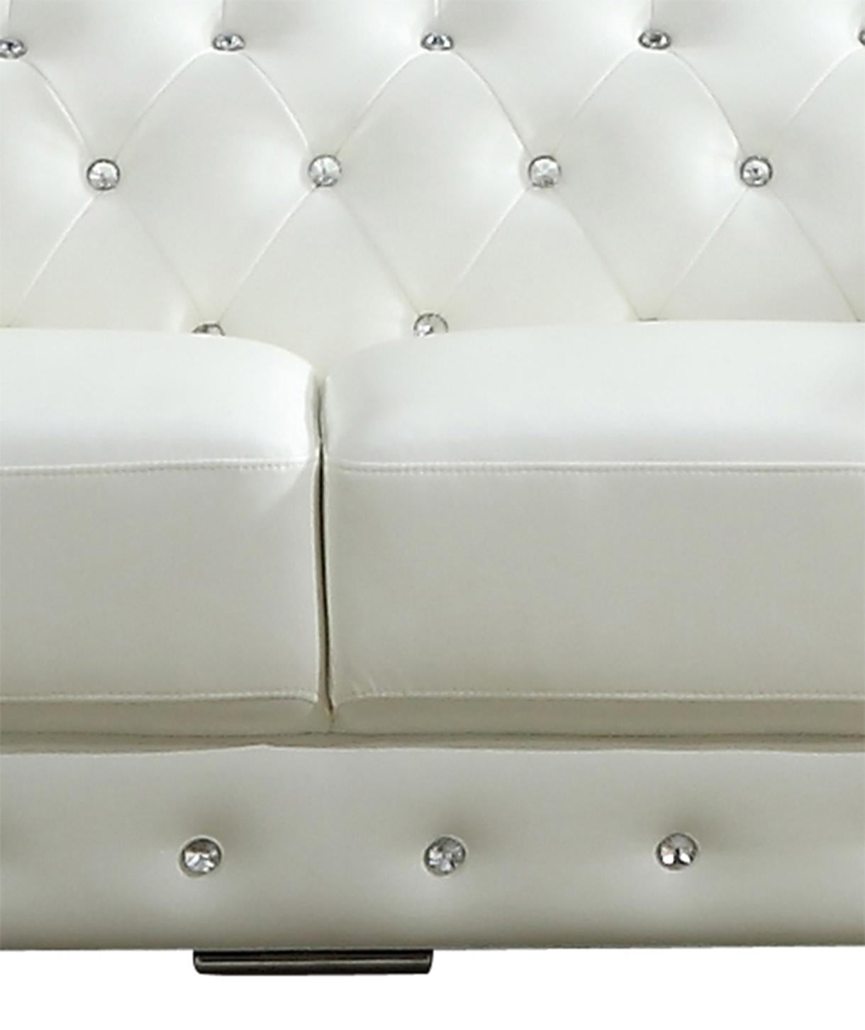 Charlise Modern Style White Sofa in Faux Leather