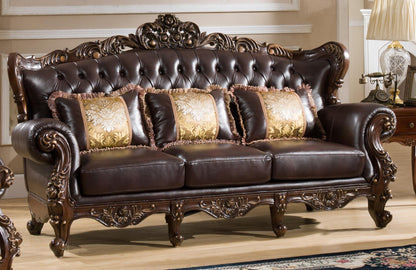 Vanessa Traditional Style Sofa in Walnut finish Wood