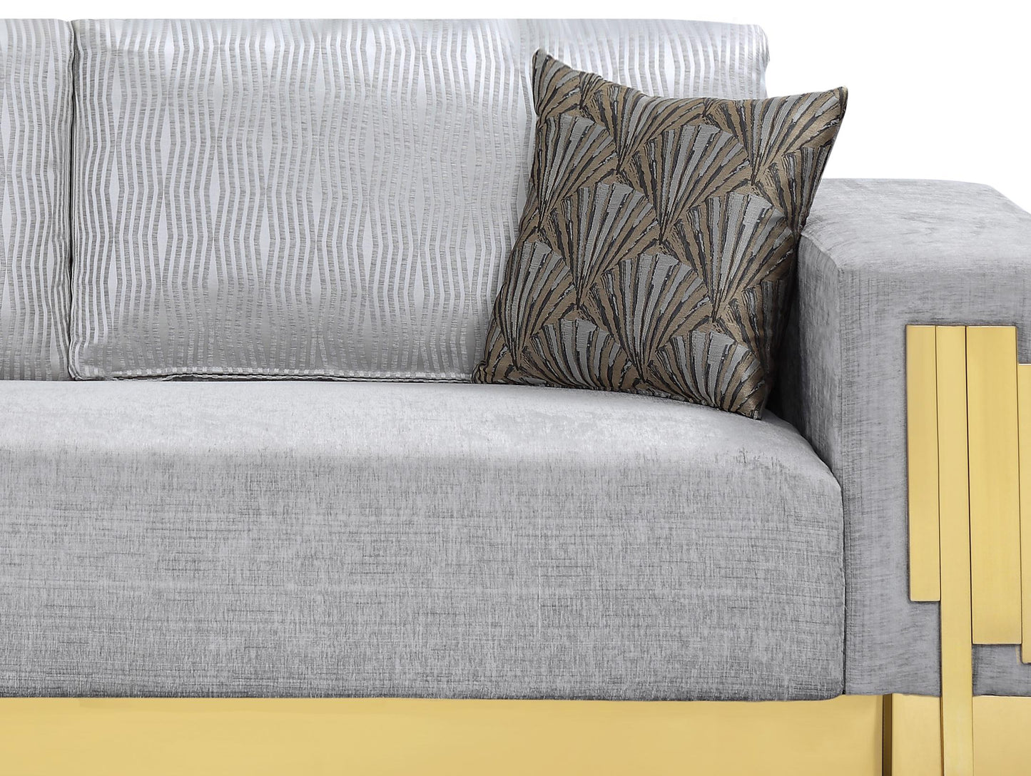 Megan Modern Style Gray Sofa with Gold Finish