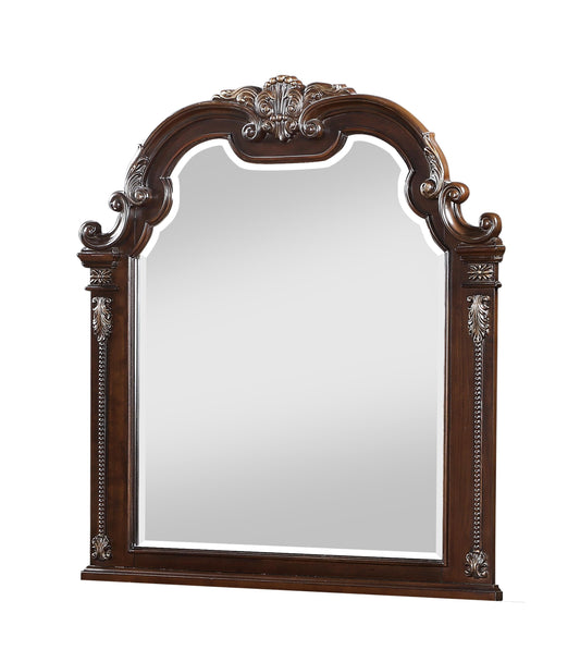 Destiny Traditional Style Mirror in Cherry finish Wood