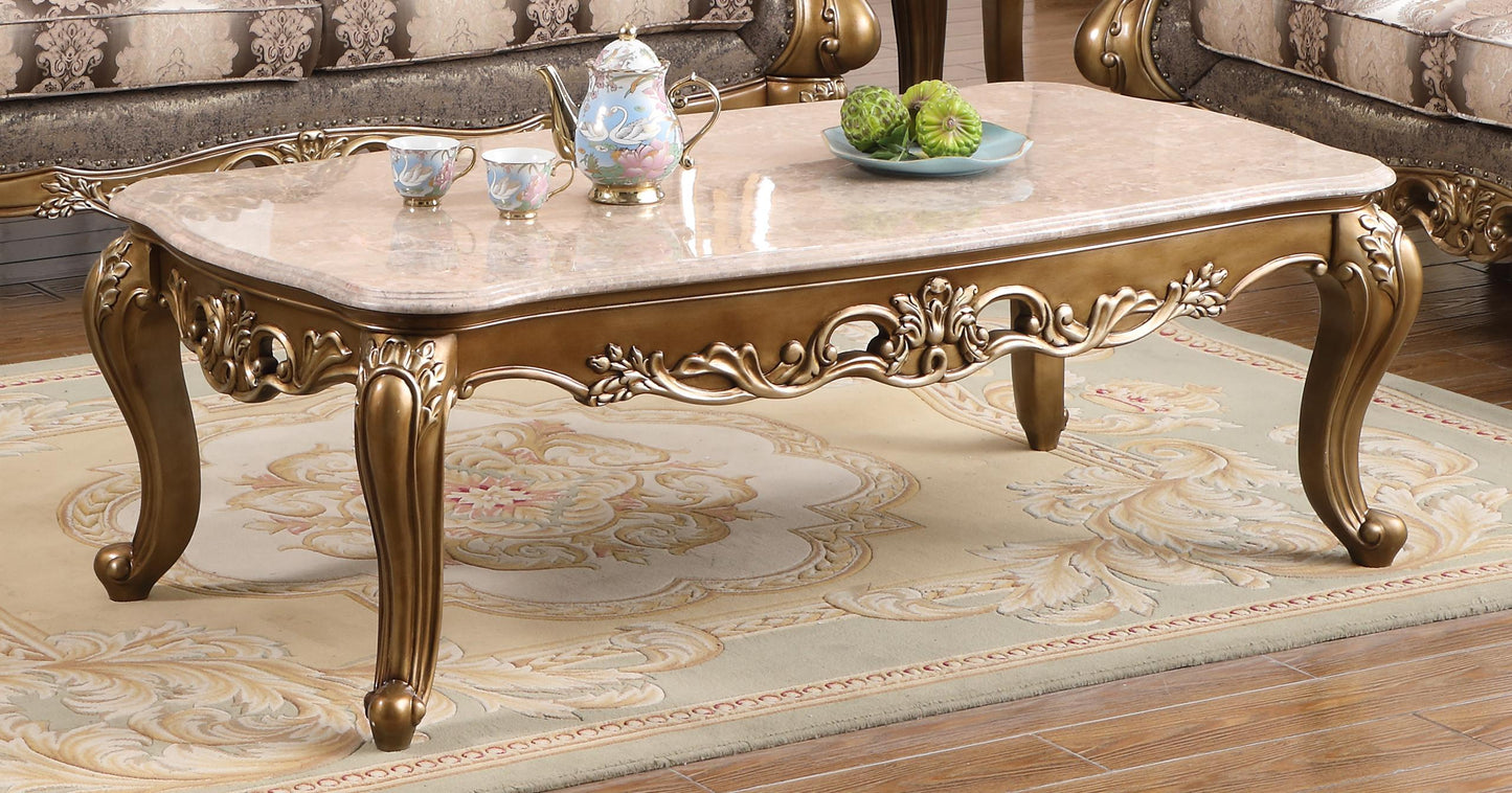 Amelia Traditional Style Coffee Table in Bronze finish Wood