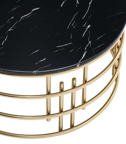 Carissa Modern Style Marble Coffee Table with Metal Base