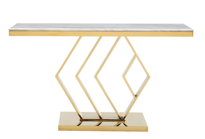 Gamila Modern Style Marble Console Table with Metal Base