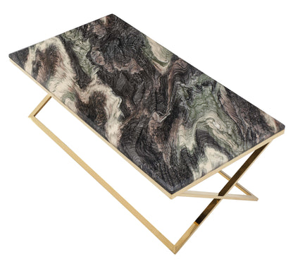 Ara Modern Style Marble Coffee Table with Metal Base