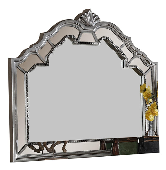 Pamela Transitional Style Mirror in Silver finish Wood