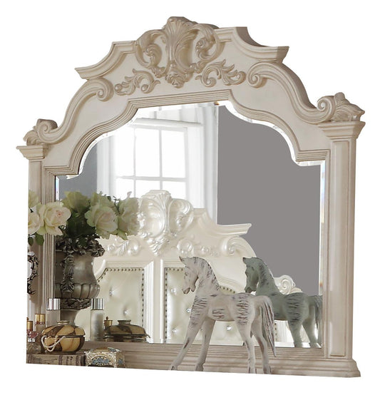 Victoria Traditional Style Mirror in Off-White finish Wood