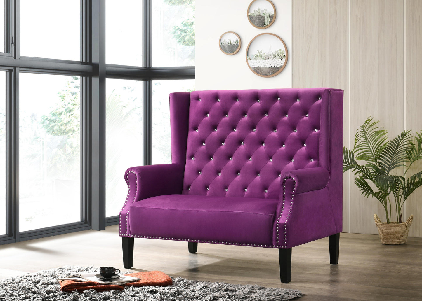 Lexi Transitional Style Purple Accent Chair