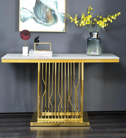 Pandora Modern Style Marble Console Table with Metal Base