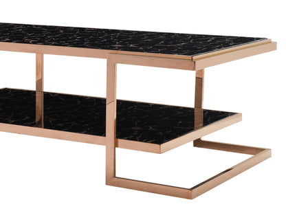 Tahira Modern Style Marble Coffee Table with Metal Base