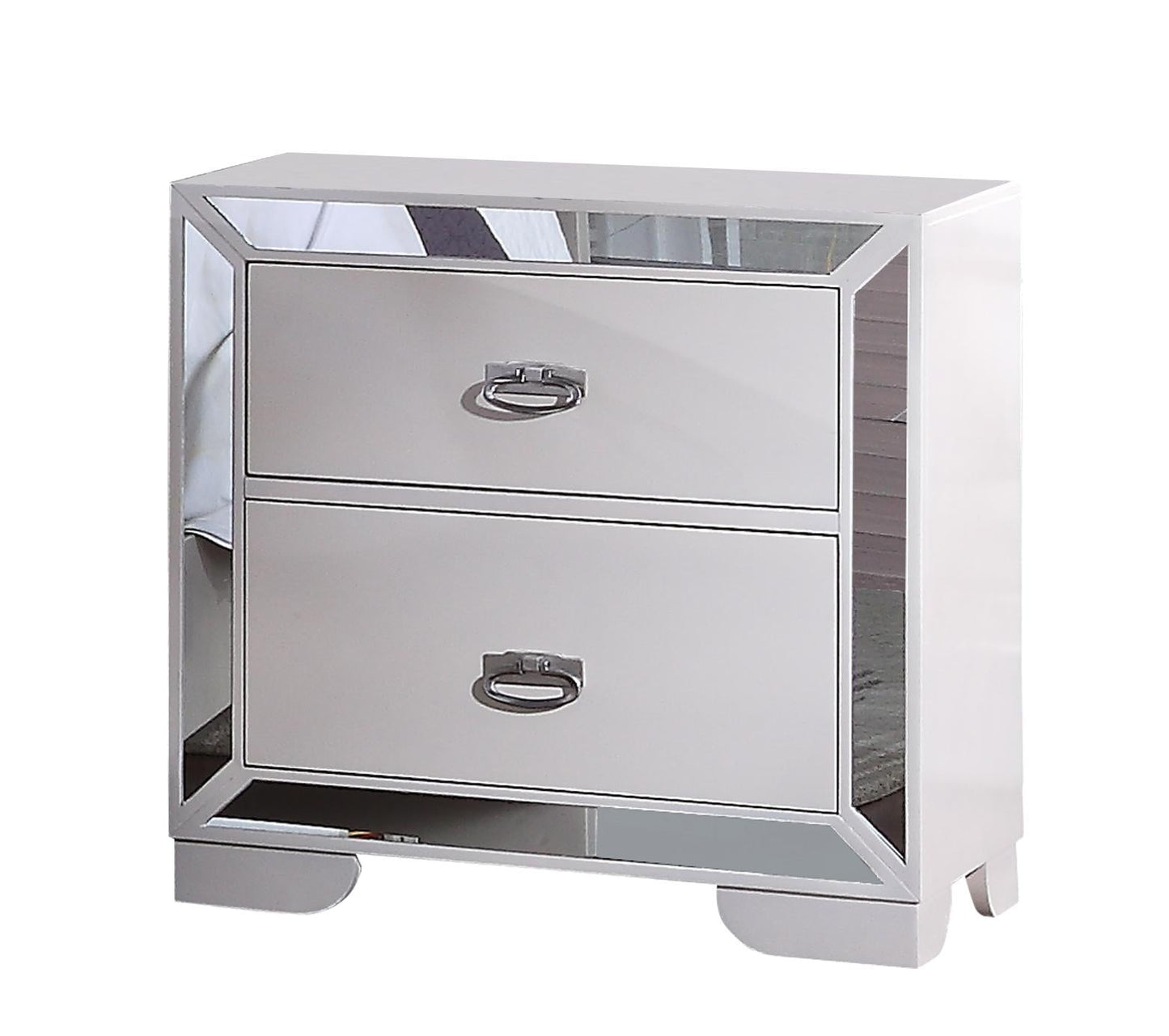 Gloria Contemporary Style Nightstand in White finish Wood