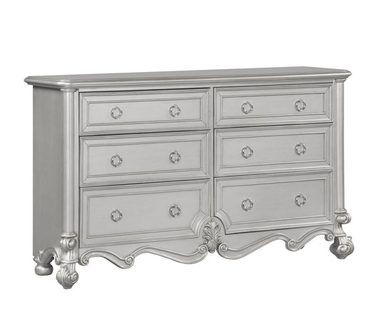 Adriana Transitional Style Dresser in Silver finish Wood