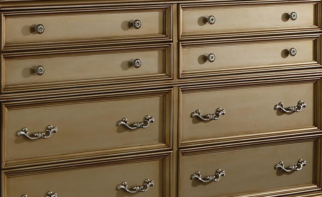 Miranda Transitional Style Dresser in Gold finish Wood