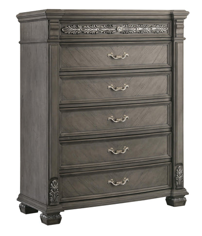 Silvy Transitional Style Chest in Gray finish Wood