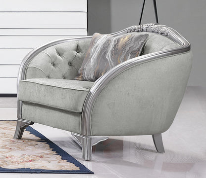 Natalia Transitional Style Chair in Silver finish Wood