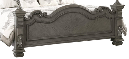 Silvy Transitional Style King Bed in Gray finish Wood