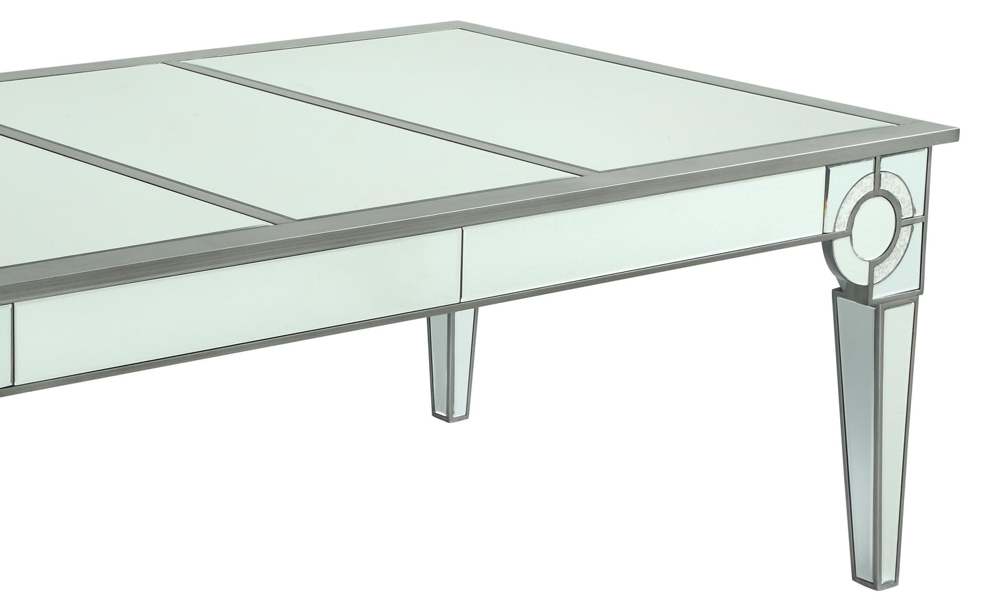 Zoe Modern Style Glass DiningTable with Silver fiinish