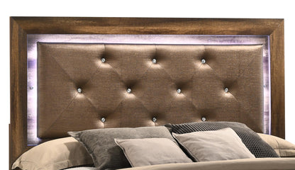 Yasmine Brown Modern Style King Bed in Espresso finish Wood