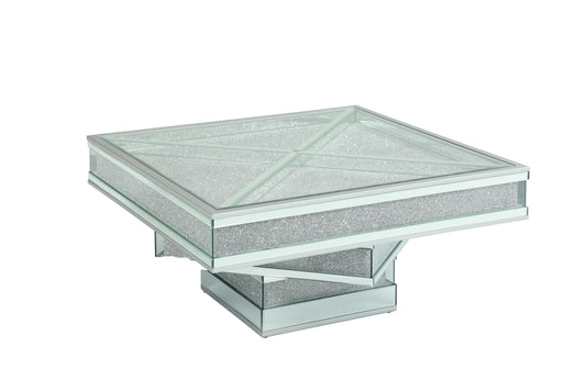 Ava Modern Style Glass Coffee Table with Silver fiinish