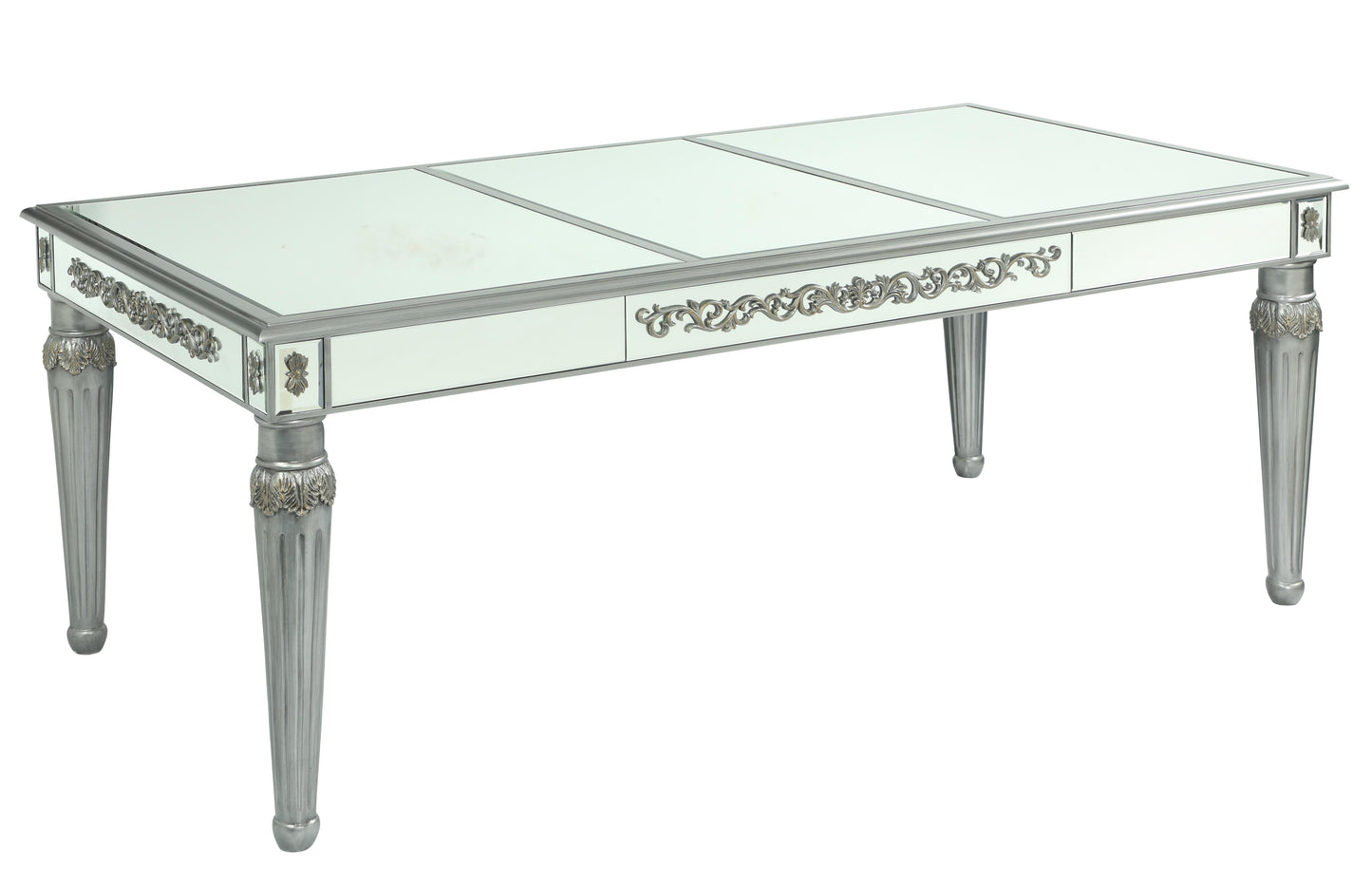 Queen Gold Modern Style Dining Table in Silver finish Wood