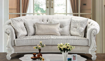 Juliana Traditional Style Sofa in Pearl White finish Wood