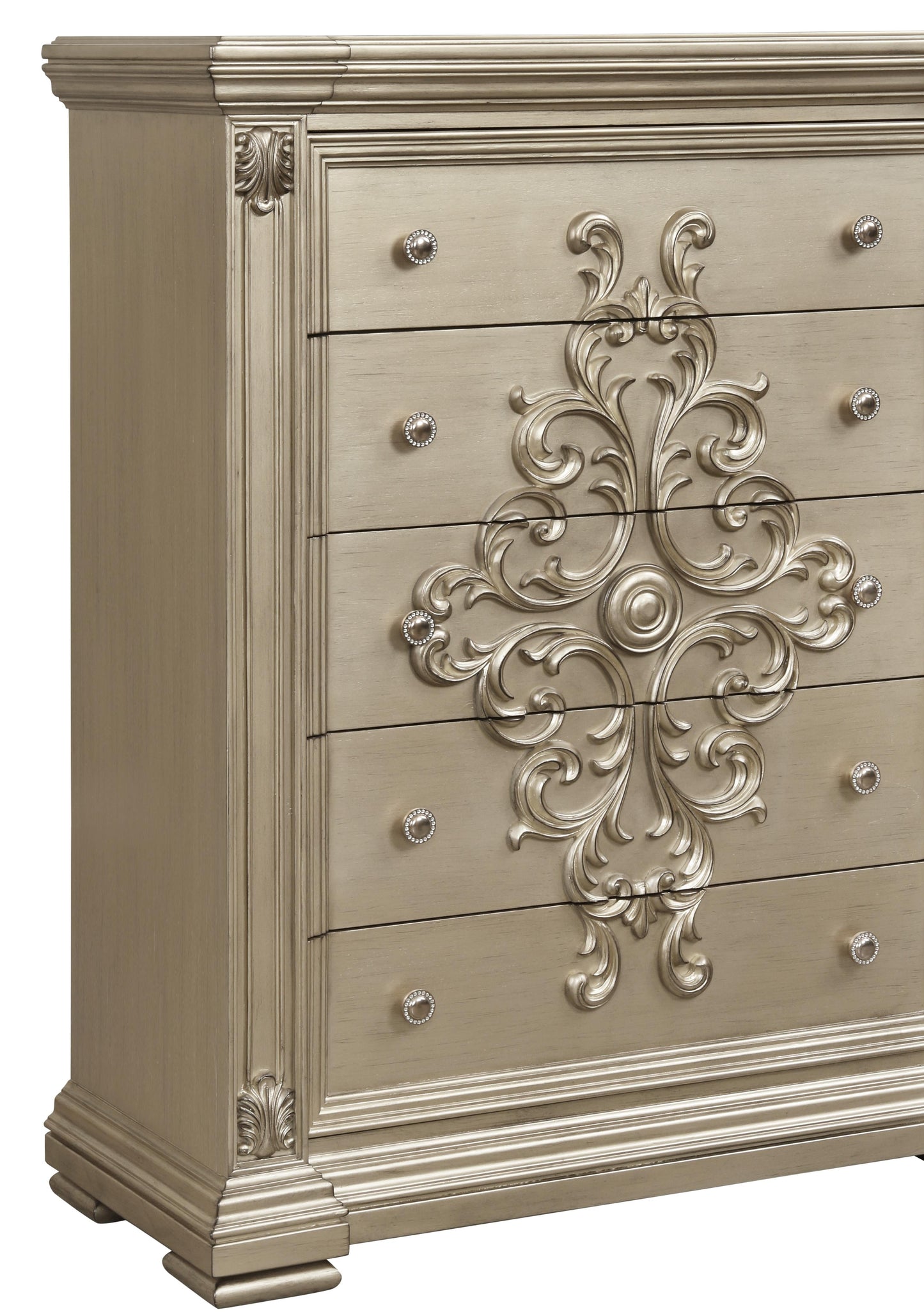 Alicia Transitional Style Chest in Beige finish Wood