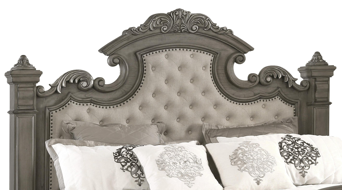 Silvy Transitional Style Queen Bed in Gray finish Wood