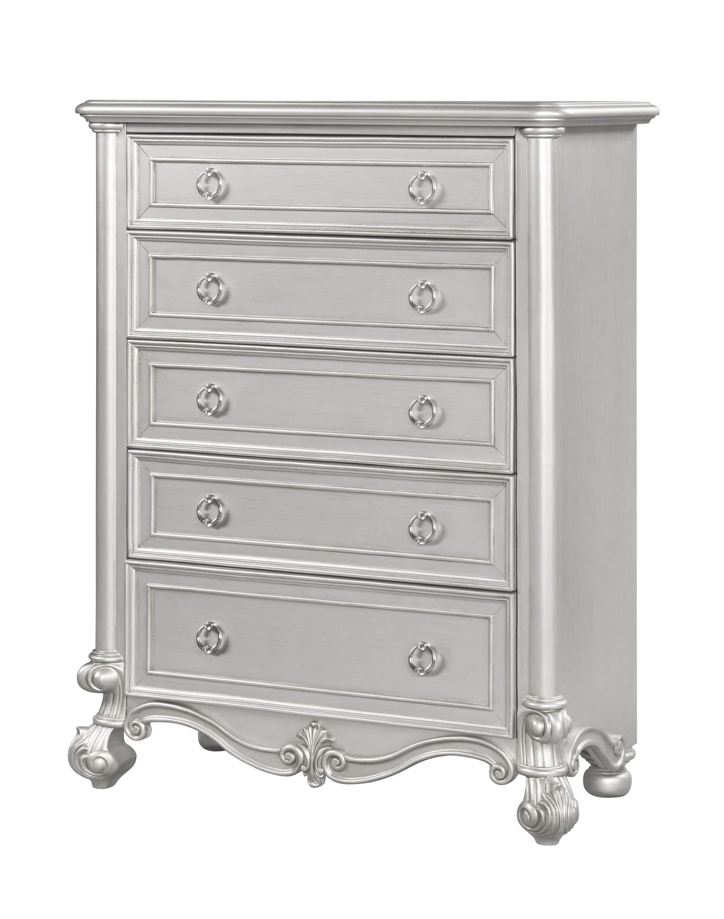 Adriana Transitional Style Chest in Silver finish Wood