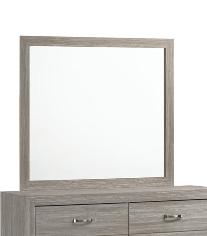 Yasmine White Modern Style Mirror in Gray finish Wood