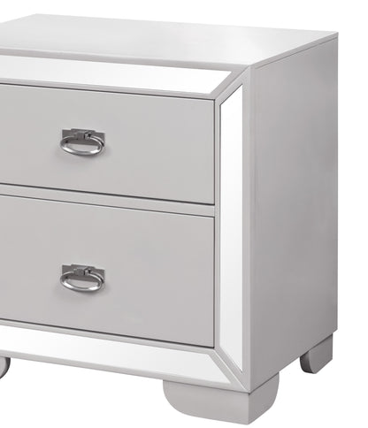 Grand Gloria Contemporary Style Nightstand in White finish Wood