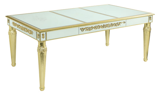 Queen Gold Modern Style Dining Table in Gold finish Wood