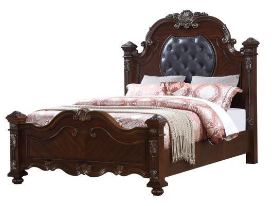 Destiny Traditional Style Queen Bed in Cherry finish Wood