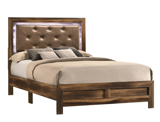 Yasmine Brown Modern Style Queen Bed in Espresso finish Wood