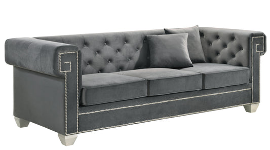 Clover Modern Style Gray Sofa with Steel Legs