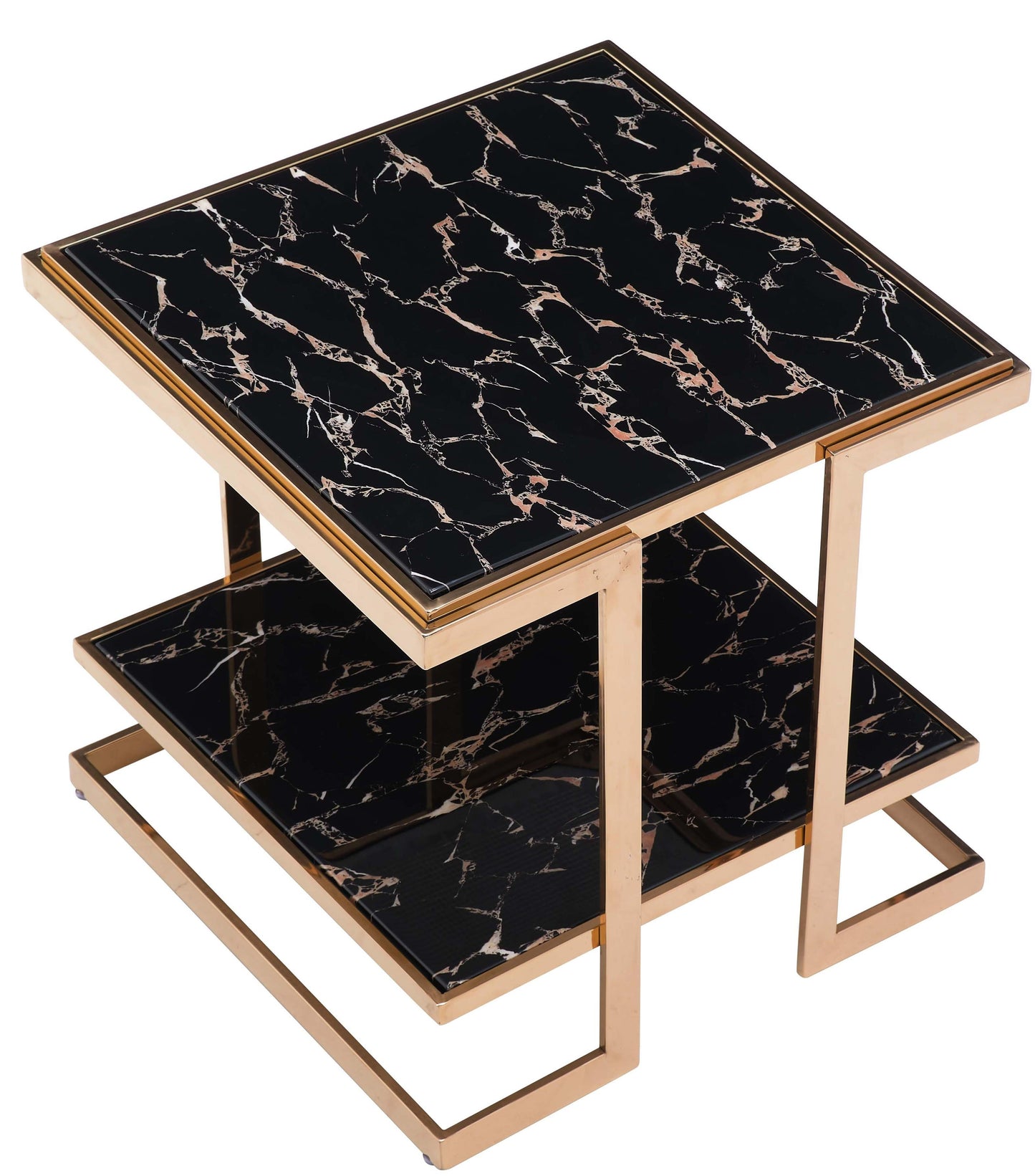 Dayna Modern Style Marble End Table with Metal Base