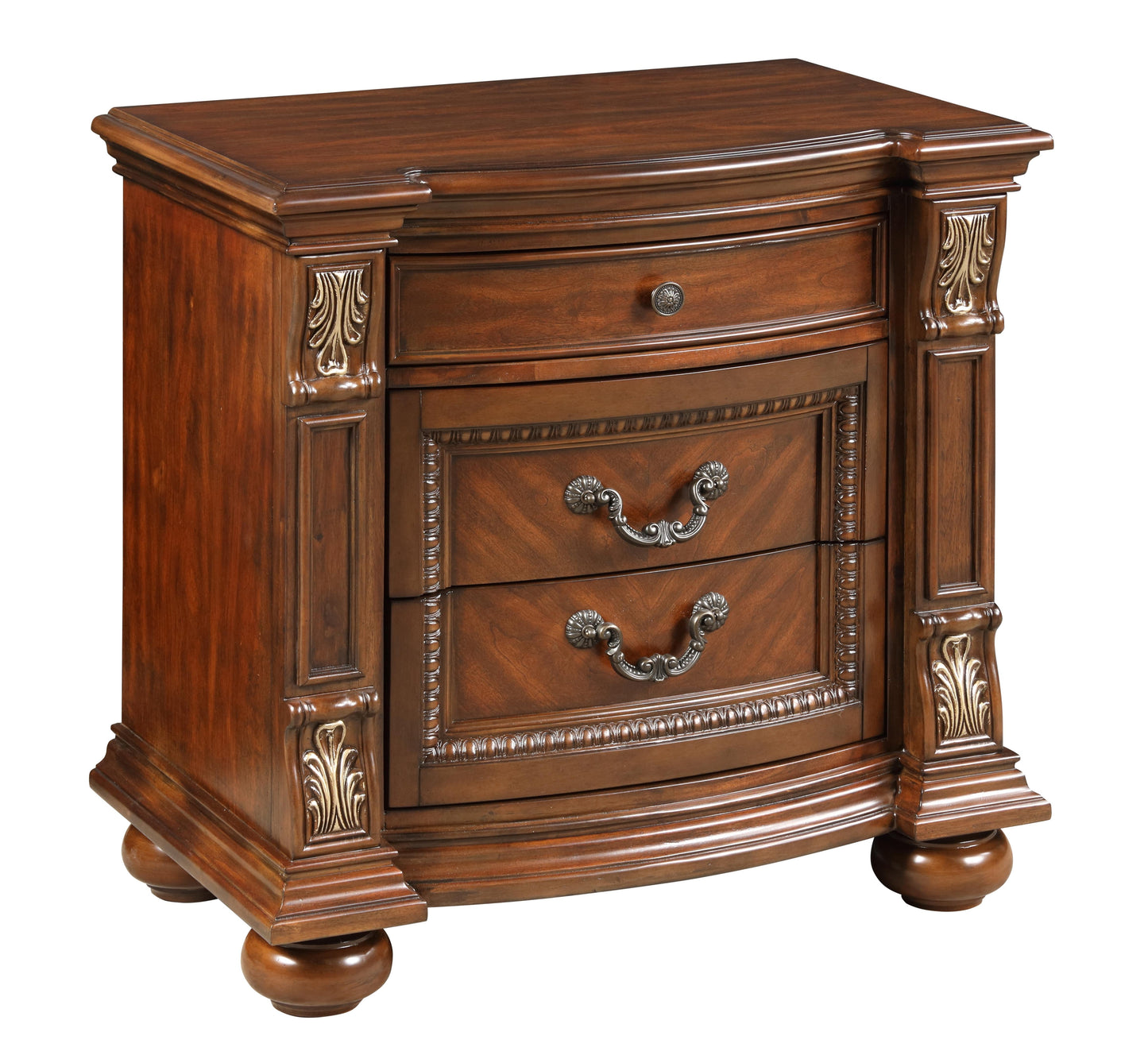 Viviana Traditional Style Nightstand in Caramel finish Wood