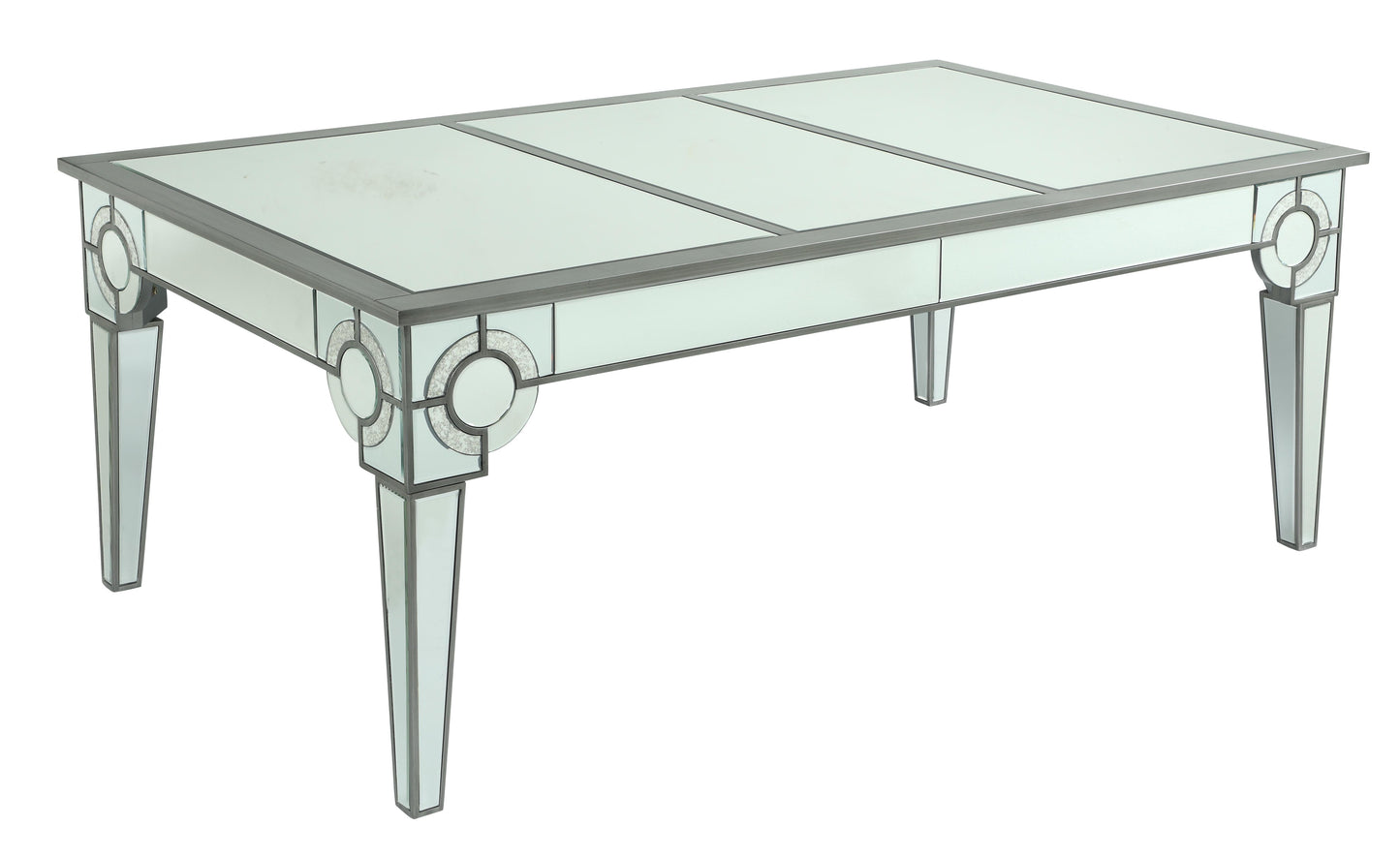 Zoe Modern Style Glass DiningTable with Silver fiinish